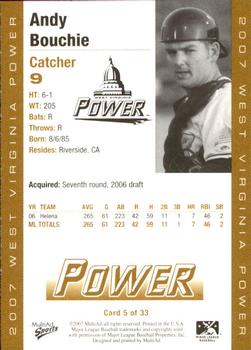2007 MultiAd West Virginia Power #5 Andy Bouchie Back