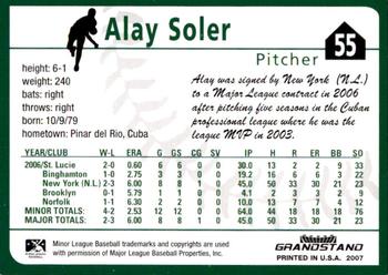 2007 Grandstand Altoona Curve #NNO Alay Soler Back