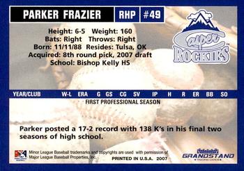 2007 Grandstand Casper Rockies #NNO Parker Frazier Back