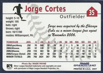 2007 Grandstand Tennessee Smokies #NNO Jorge Cortes Back