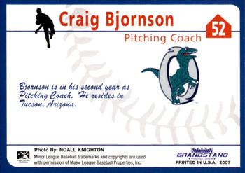 2007 Grandstand Ogden Raptors #NNO Craig Bjornson Back