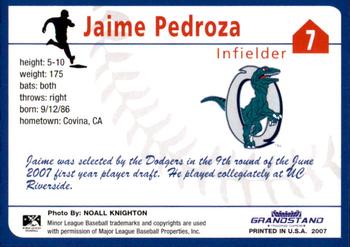 2007 Grandstand Ogden Raptors #NNO Jaime Pedroza Back