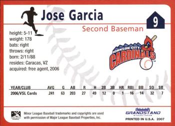 2007 Grandstand Johnson City Cardinals #NNO Jose Garcia Back