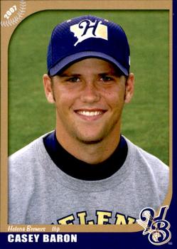 2007 Grandstand Helena Brewers #NNO Casey Baron Front