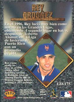 1997 Pacific Prism Invincible - Gems of the Diamond #GD-175 Rey Ordonez Back