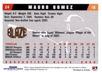 2008 Grandstand Bakersfield Blaze #NNO Mauro Gomez Back