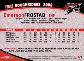 2008 Grandstand Frisco RoughRiders #NNO Emerson Frostad Back