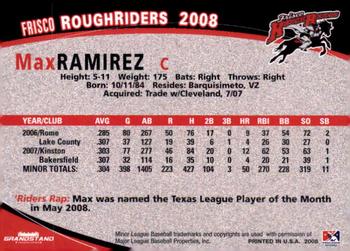 2008 Grandstand Frisco RoughRiders #NNO Max Ramirez Back