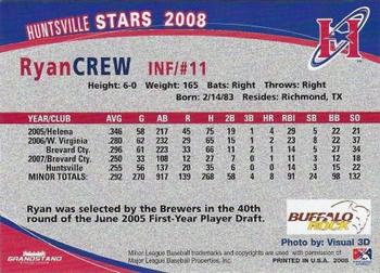 2008 Grandstand Huntsville Stars #NNO Ryan Crew Back