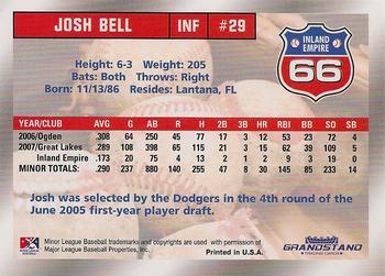 2008 Grandstand Inland Empire 66ers #NNO Josh Bell Back