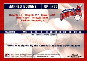 2008 Grandstand Johnson City Cardinals #NNO Jarred Bogany Back