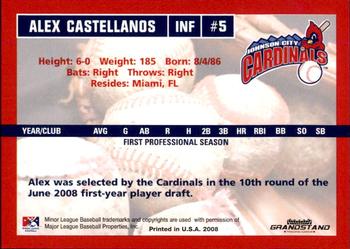 2008 Grandstand Johnson City Cardinals #NNO Alex Castellanos Back