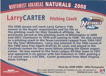 2008 Grandstand Northwest Arkansas Naturals #NNO Larry Carter Back