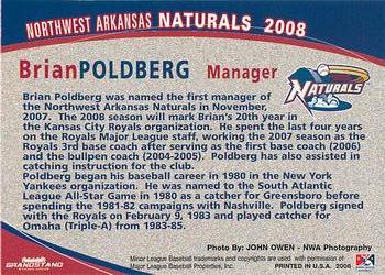2008 Grandstand Northwest Arkansas Naturals #NNO Brian Poldberg Back