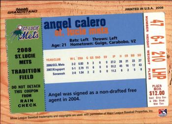 2008 Grandstand St. Lucie Mets #NNO Angel Calero Back
