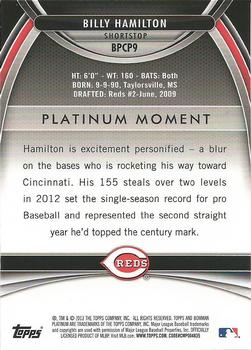 2013 Bowman Platinum - Chrome Prospects Gold Refractors #BPCP9 Billy Hamilton Back