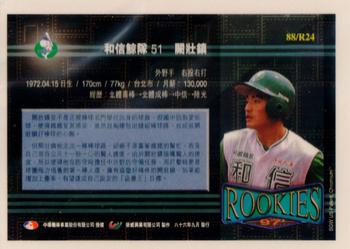 1996 CPBL Pro-Card Series 3 - Baseball Hall of Fame #88/R24 Chuang-Chen Chueh Back