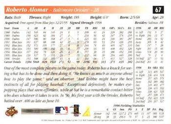 1997 Score - Artist's Proof White Border #67 Roberto Alomar Back