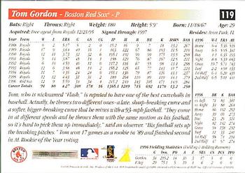 1997 Score Premium Stock #119 Tom Gordon Back