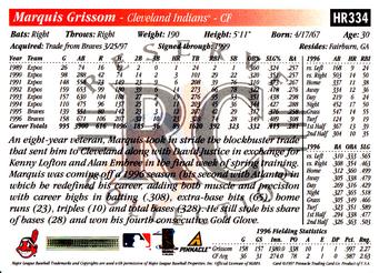 1997 Score Hobby Reserve - Reserve Collection #HR334 Marquis Grissom Back