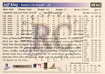 1997 Score Hobby Reserve - Reserve Collection #HR362 Jeff King Back