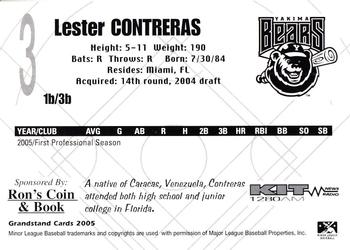 2005 Grandstand Yakima Bears #NNO Lester Contreras Back