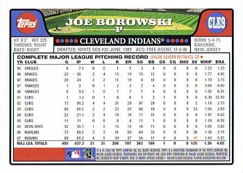 2008 Topps Cleveland Indians #CLE9 Joe Borowski Back