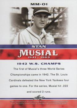 2015 Leaf Heroes of Baseball - Stan Musial Milestones #MM-01 Stan Musial Back