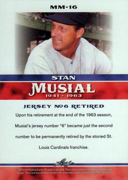 2015 Leaf Heroes of Baseball - Stan Musial Milestones #MM-16 Stan Musial Back