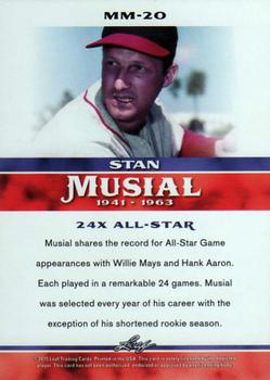 2015 Leaf Heroes of Baseball - Stan Musial Milestones #MM-20 Stan Musial Back