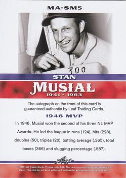 2015 Leaf Heroes of Baseball - Stan Musial Milestones Autographs #MA-SM5 Stan Musial Back
