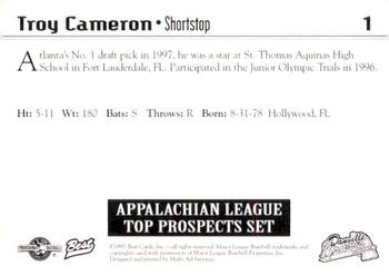 1997 Best Appalachian League Top Prospects #1 Troy Cameron Back