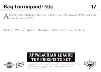 1997 Best Appalachian League Top Prospects #17 Ray Lovingood Back