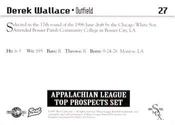 1997 Best Appalachian League Top Prospects #27 Derek Wallace Back