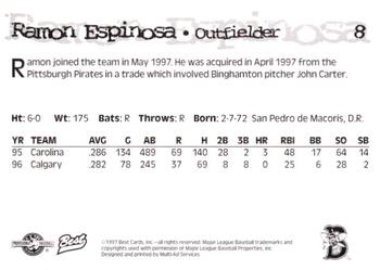 1997 Best Binghamton Mets #8 Ramon Espinosa Back