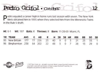 1997 Best Binghamton Mets #12 Pedro Grifol Back
