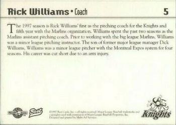 1997 Best Charlotte Knights #5 Rick Williams Back