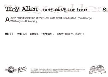 1997 Best Danville Braves #8 Troy Allen Back