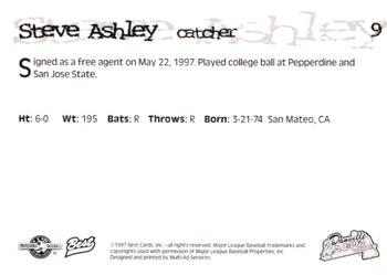 1997 Best Danville Braves #9 Steve Ashley Back