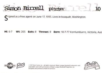 1997 Best Danville Braves #10 Simon Birrell Back