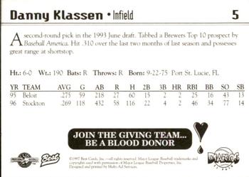 1997 Best El Paso Diablos #5 Danny Klassen Back