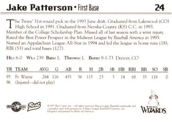 1997 Best Fort Wayne Wizards #24 Jake Patterson Back