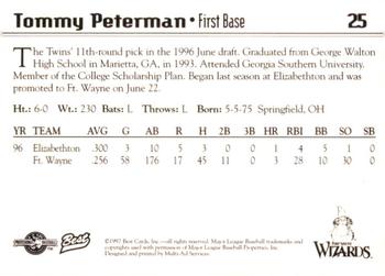 1997 Best Fort Wayne Wizards #25 Tommy Peterman Back