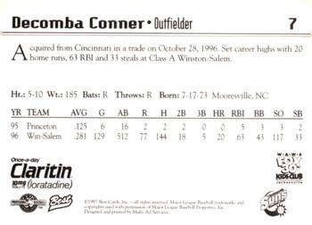 1997 Best Jacksonville Suns #7 Decomba Conner Back