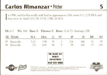 1997 Best Knoxville Smokies #5 Carlos Almanzar Back
