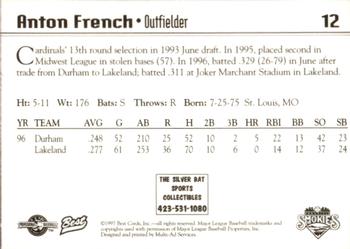 1997 Best Knoxville Smokies #12 Anton French Back