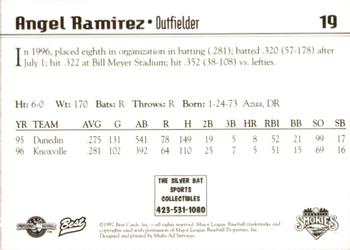 1997 Best Knoxville Smokies #19 Angel Ramirez Back