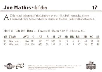 1997 Best Lancaster JetHawks #17 Joe Mathis Back