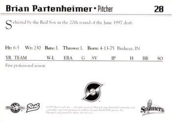 1997 Best Lowell Spinners #28 Brian Partenheimer Back