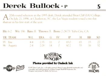 1997 Best Lynchburg Hillcats #5 Derek Bullock Back